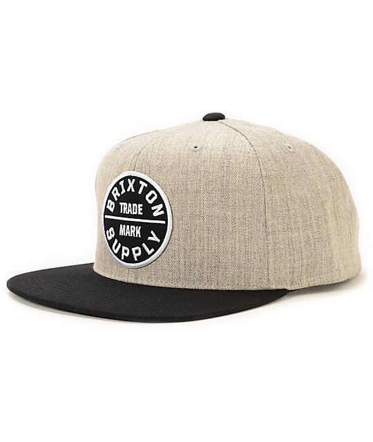 Brixton-Oath-III-Heather-Grey-&-Black-Snapback-Hat-_223031-front